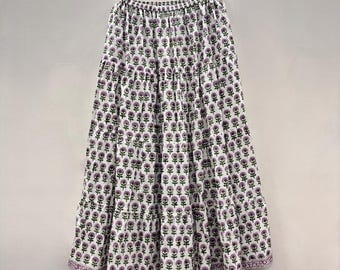 Women Party Wear Skirt, Beach Cover Up Long Skirt Dress, Block Print Skirt, Boho Maxi Skirt, Indian Summer Beach Cover Up Skirt gift for her