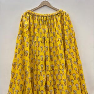 Yellow Floral ,block printed Cotton Maxi Skirt, Floral cotton skirts, Ethnic wear women long maxi skirt, Summer dress Hand Block Print Skirt