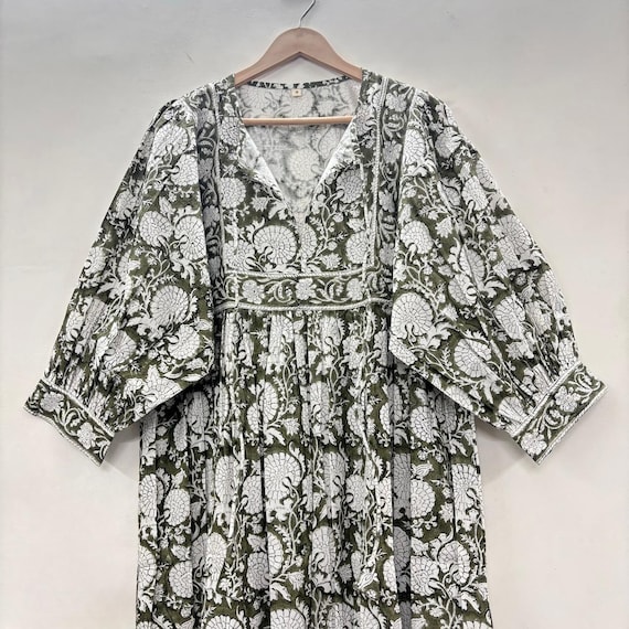 white christmas dresses Palmetto Cotton Block Print Dress Blue Hydrangea / Xs main image 1