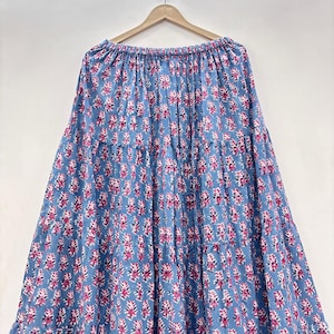 Hand block print cotton skirt, Indian cotton skirt, Floral cotton skirts, Ethnic wear women long maxi skirt, Summer dress