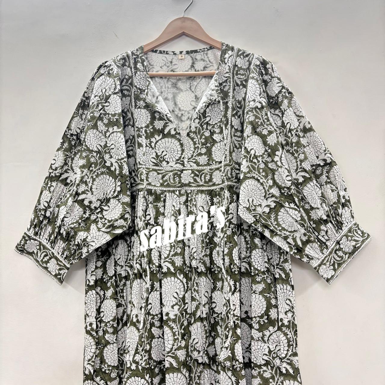 midi block printed organic cotton dress Aspiga Ladies Sustainable Margaritte Block Print Organic Cotton Summer Wedding Guest Midi Dress