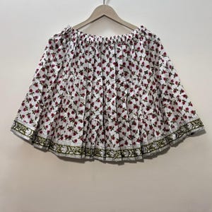 Floral Block Print Cotton Skirt: Bohemian Style Short Skirt