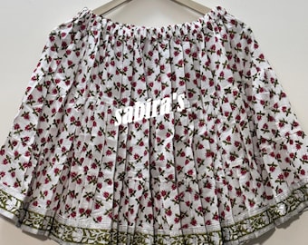 Katoenen rok met bloemenblokprint: korte rok in bohostijl