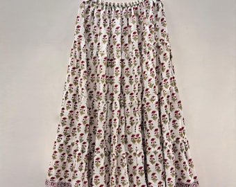 Hand block print cotton skirt, Indian cotton skirt, Floral cotton skirts, Ethnic wear women long maxi skirt, Summer dress