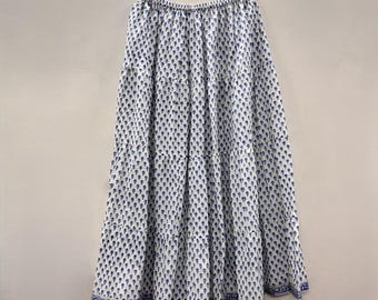 Hand block print cotton skirt, Indian cotton skirt, Floral cotton skirts, Ethnic wear women long maxi skirt, Summer dress