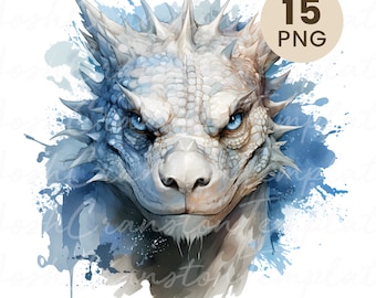 Watercolor Dragon Clipart: Fantasy Junk Journal PNGs (Digital Download