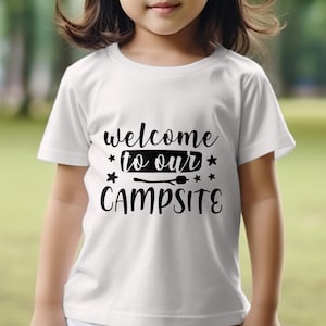 Welcome To Our Campsite Digital Design SVG, Camping Sign SVG, Outdoor Campfire, Camp Decor, Cricut Cutting File