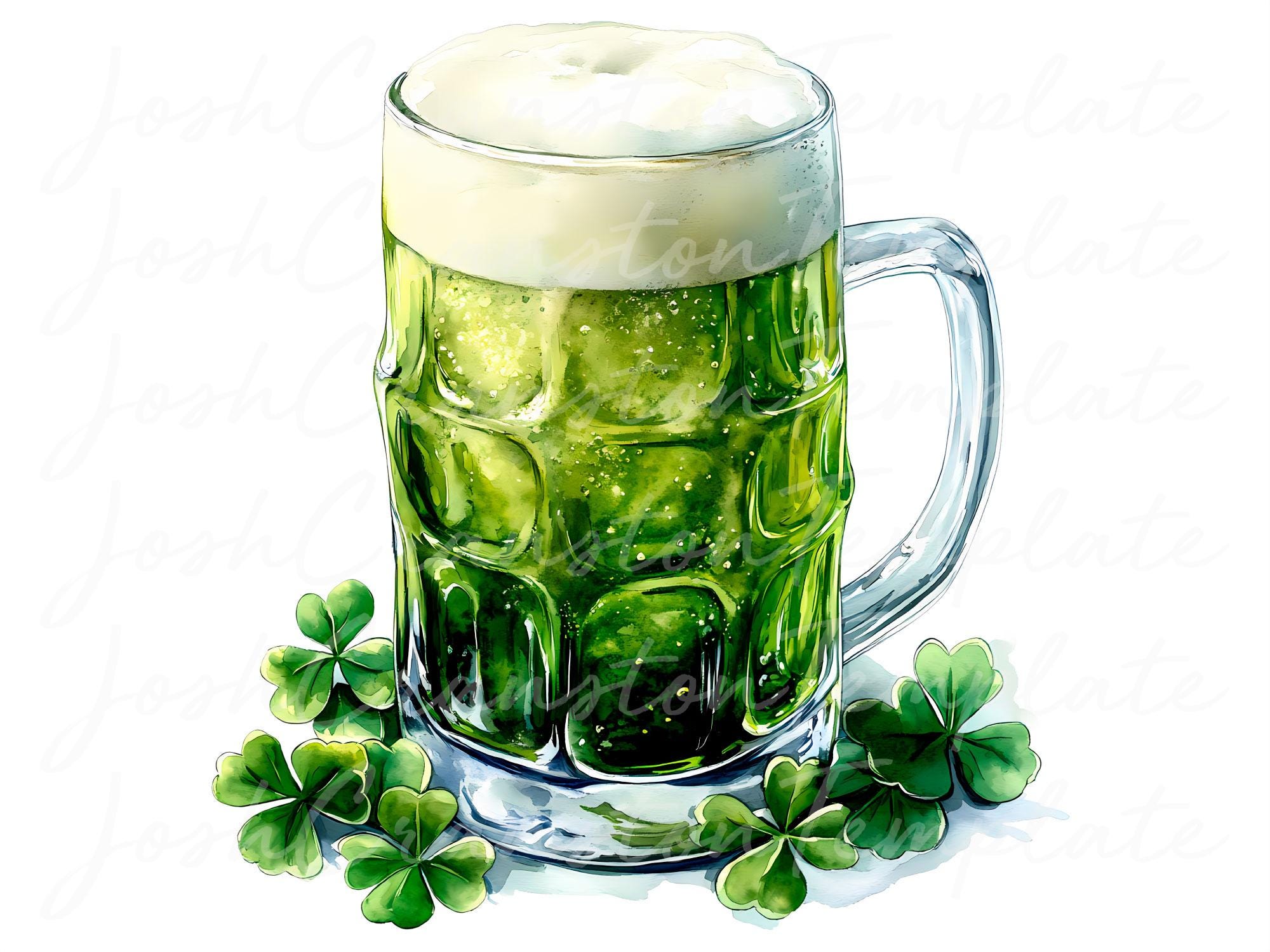 shamrock beer and tobacco Irish Beer Mug Shamrock Watercolor PNG Set