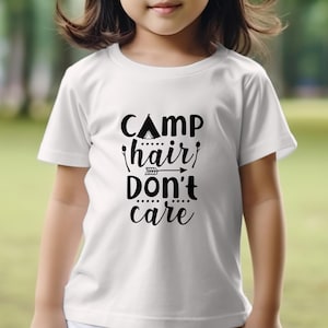 Les cheveux du camp s'en fichent Camping numérique Design SVG téléchargement imprimable Fun Tee Art, fichiers numériques svg eps pdf png dxf