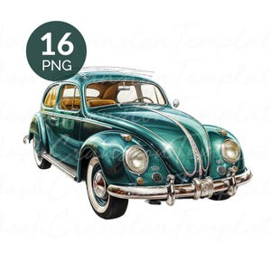 Vintage Classic Car Watercolor Clipart Set