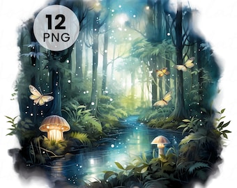 Watercolor Forest Clipart: PNGs for Junk Journals, Scrapbooking (Digital Download)