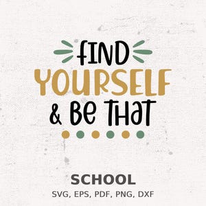 Stampa digitale con citazione motivazionale della scuola, arte murale motivazionale per l'arredamento della classe, trova te stesso e sii quel poster, download digitale