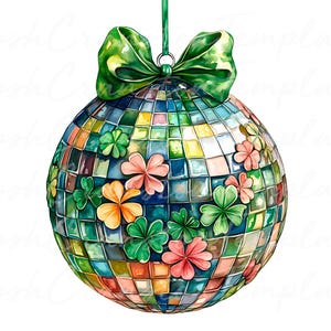 18 St. Patrick&#39;s Disco Ball Clipart, Blumenornament Illustration, Urlaub Dekoration Kunst, digitaler Download, festliche Kunst druckbare