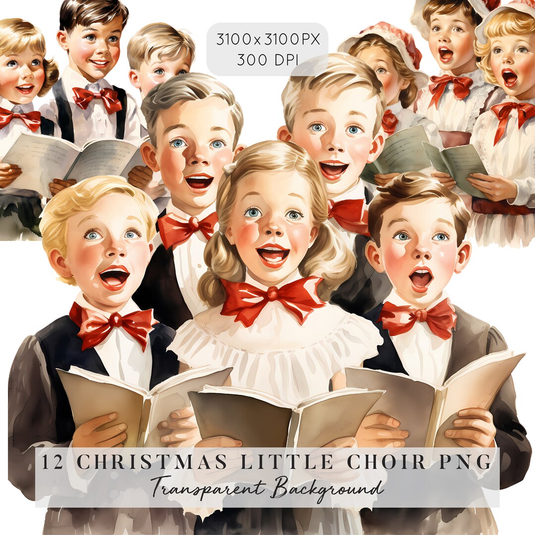 12 Christmas Choir Clipart, Watercolor Choir With Transparent ...