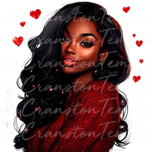 16 Valentine&#39;s Day Digital Art Print, Beautiful Woman Illustration, Romantic Love Wall Decor, Heart Themed Wall Art, Unique Gift Idea