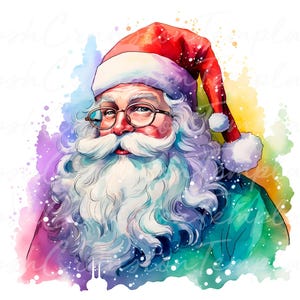 16 Watercolor Santa Claus wall art, Christmas Santa Claus digital print, Holiday decoration Santa Claus painting, Festive Santa art
