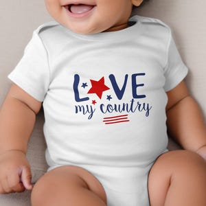 Digitale muurkunst Print Love My Country patriottisch Instant Download rode ster blauwe tekst woondecoratie, afdrukbare citaat poster, kantoorkunst
