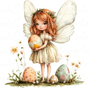 14 digitale kunst paasfee, grillige paasprint, schattige fee met eieren, lente wanddecor, paaskunst voor kinderen, kinderkamerkunst
