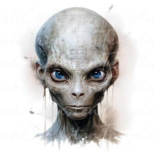 20 impresiones digitales de arte de pared de extraterrestres, obras de arte de cabeza de extraterrestre de ciencia ficción, descarga de arte extraterrestre, retrato original de extraterrestre, decoración del hogar