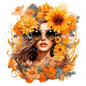 Art rétro tournesol, impression numérique bohème chic, décoration murale hippie, impression d'art floral, poster ambiance estivale, illustration fille tournesol