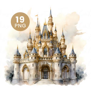 Royal Castles – 19 Watercolor PNGs for Junk Journal, Digital Download, Paper Craft, High Quality Clipart & Printable Art