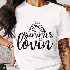 Conception numérique Summer Lovin oiseaux et coeurs, Clipart été mignon, SVG été romantique, amour d'été téléchargement imprimable