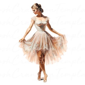 12 stampe artistiche di ballerine vintage, download di illustrazioni di moda eleganti, poster di abiti in stile retrò, arte murale chic, download immediato
