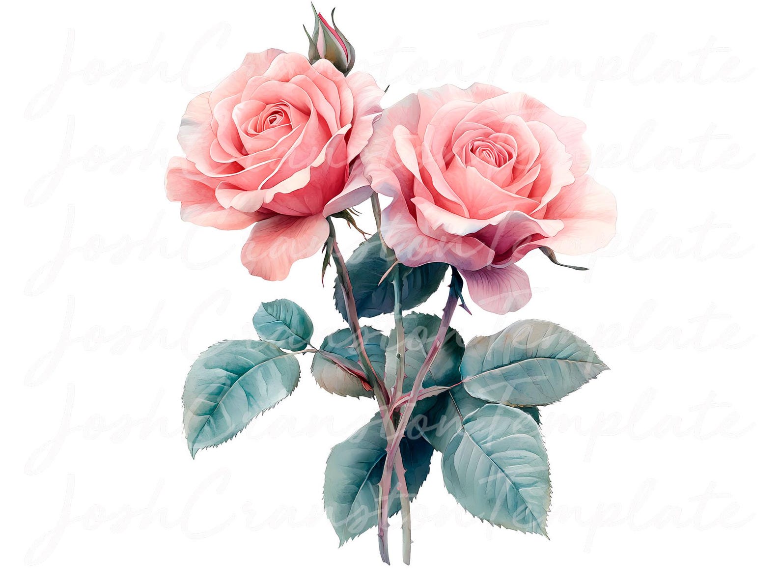 Pink Roses Clip Art Rounded 12 Pink Roses Digital Clipart Spring Floral Art Printable, Wedding ...