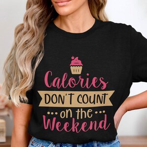 Calorie divertenti, non contate nel weekend, arte digitale stampabile, decorazione murale motivazionale, citazione da cucina con download immediato, umorismo sul fitness