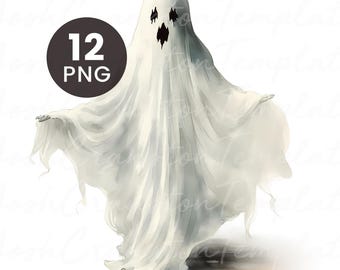 Aquarell Halloween Geister PNG Clipart: Junk Journal, Papiermodell (digitaler Download)
