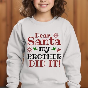 Caro Babbo Natale, mio fratello l'ha fatto, design digitale di Natale, divertente, stampabile, arte natalizia, decorazioni natalizie per bambini, cartello