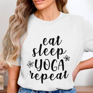 Eat Sleep Yoga Repeat Digital Print, Yoga Quote Wall Art, Motivational Yoga Poster, Fitness Inspiration Downloadable Art