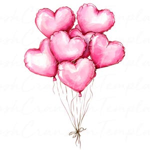 16 aquarel hart ballon clipart, romantische ballon digitale download, Valentijnsdag illustraties, bruiloft uitnodiging ballon ontwerp