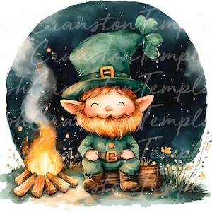 12 St. Patrick&#39;s Day Digital Clipart, Cute Leprechaun Watercolor PNG, Irish Holiday Clipart, Instant Download, Festive Artwork