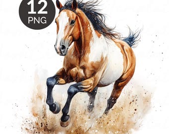 水彩画の走る馬のPNGセット - Etsy 日本