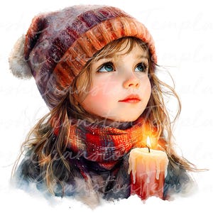 12 Christmas Candle Art, Winter Girl Illustration, Holiday Wall Decor, Digital Download Print, Cozy Winter Decor, Seasonal Art Print