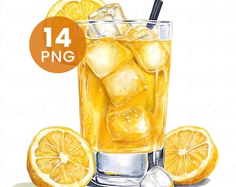 Lemonade Watercolor Clipart: Summer Drink PNGs (Digital Download)