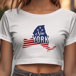 Digitale print New York, kunst aan de muur staat, kaart van New York, decor VS, patriottische muurkunst, rood wit blauw, Instant Download