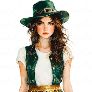 10 St. Patrick's Girl Kunstdruck, digital herunterladbare Kunst, Boho Wild West Wanddekor, druckbare Illustration für Wohnkultur