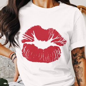 Valentine digital design, red lips printable, love art print, romantic wall decor, digital download, Valentine&#39;s Day gift, digital art