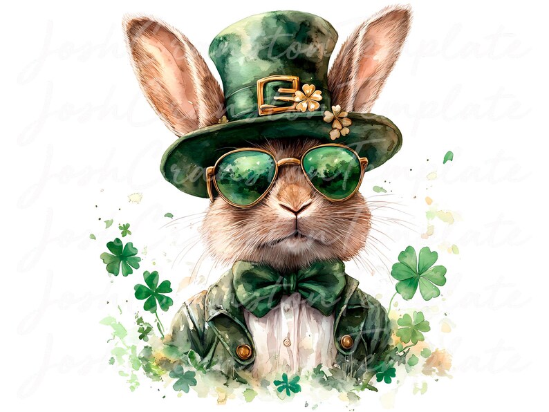 10 St. Patricks Day Bunny Clipart, Cute Bunny Art, Leprechaun Rabbit ...