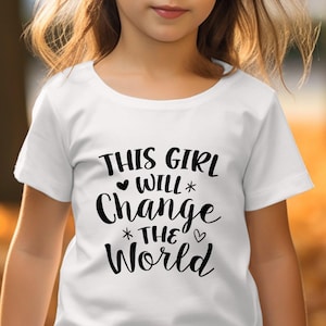 Citation inspirante d'art mural pour les filles, téléchargement numérique, impression cette fille va changer le monde, décoration motivante pour chambre d'enfants