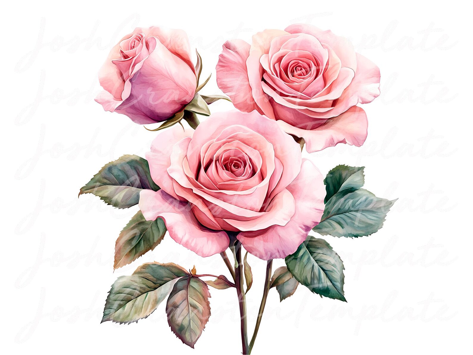 Pink Roses Clip Art Rounded 12 Pink Roses Digital Clipart Spring Floral Art Printable, Wedding ...
