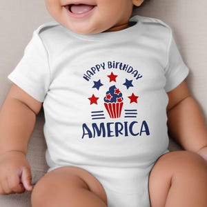 Happy Birthday America digital print patriotic cupcake decor Fourth of July party decoration printable wall art