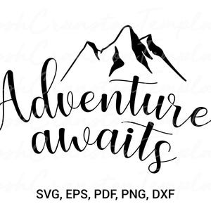 Adventure Awaits SVG Bundle for Crafters – Camping Adventure Cut File for Cricut, Hiking SVG for T-Shirts, Explore Nature Quote SVG