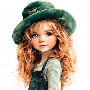 12 stampe artistiche di ragazza di San Patrizio, ragazza irlandese con cappello verde, download immediato, arte digitale, decorazione murale a tema irlandese, arte per la cameretta della ragazza
