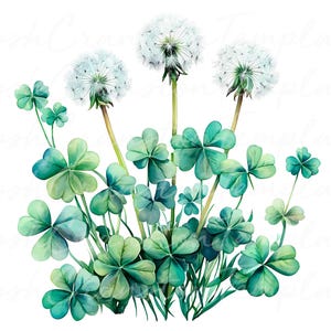 15 stampe digitali di tarassaco e trifoglio ad acquerello, decorazioni da parete stampabili con arte botanica, download immediato di illustrazioni della natura