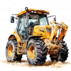 14 Construction Vehicles Backhoe Digital Art, Heavy Equipment Printable Poster, Farm Machinery Wall Art, Tractor Illustration Print