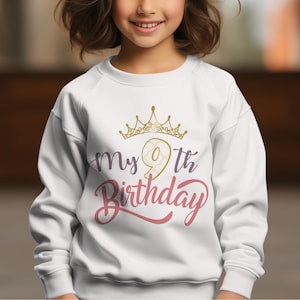 Faire-part d'anniversaire, téléchargement numérique de mon 9e anniversaire, couronne d'anniversaire à imprimer, décoration de fête neuvième anniversaire, célébration d'anniversaire
