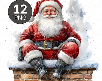 Watercolor Santa Clipart: Christmas PNG Images for Junk Journals (Digital Download)